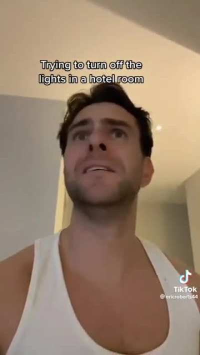 Trying to turn off the lights in a hotel room