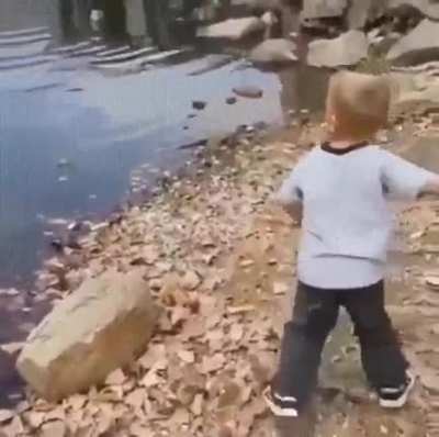 He's an expert stone skipper