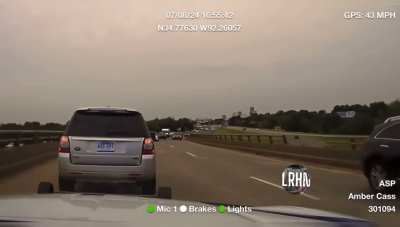 Trooper pits wrong way driver into innocent motorist (July 2024) (Little Rock, AR)