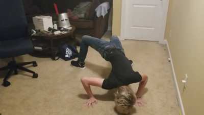 I have posted a similar video but was asked to do a pushup and scuttle (I did my best lol) towards the camera, enjoy