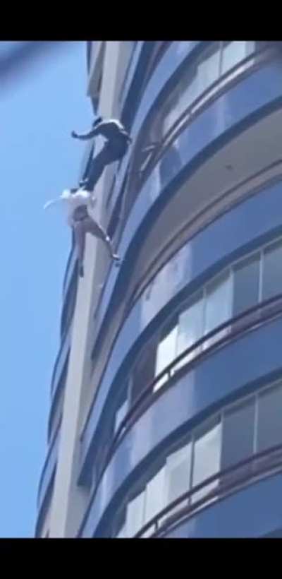 you be the judge : did the guy drop her or did she jump before he caught her?