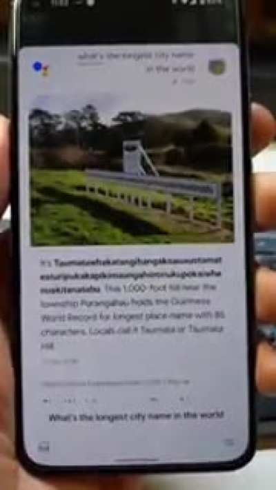 Google assistant answering the longest city name