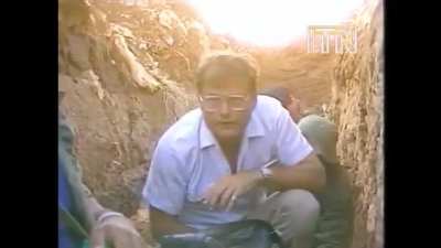 Palestinian militiamen being pinned down by the Israeli air force during the siege of Beirut(1982)