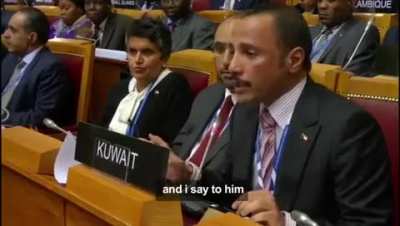 Speaker of Kuwaiti national assembly Marzouq Al-Ghanim addressed the israeli delegation