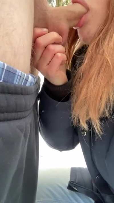 I like to suck my bf‘s cock outdoors. Do you like watching us? [OC]