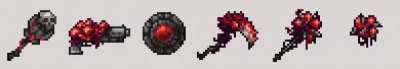 Some boss weapons from the mod I'm working on. I hope you can spot some music references we added ;)