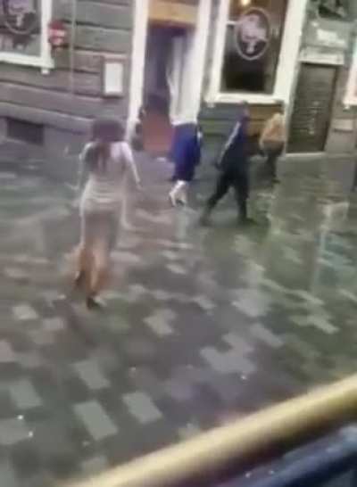 Woman tries hitting bouncer