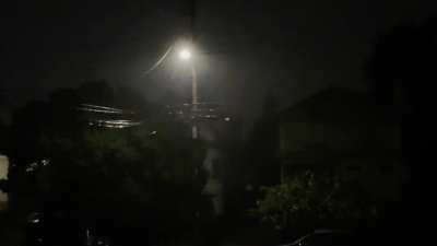 Rain outside my window. Has good audio of water plopping on metal surface.