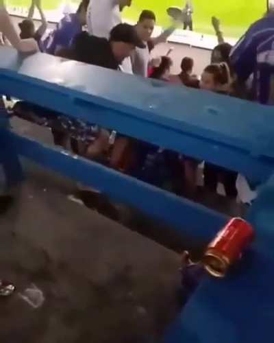 My man getting a lil' too excited at a soccer game