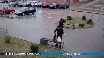A man kicked a pensioner so hard in the back that he flew over the bench