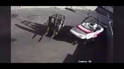 Idiot in a ~car~ forklift