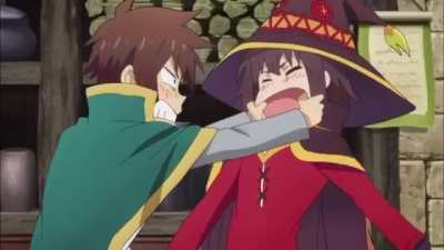 Megumin would do anything to win a game against yunyun (konosuba)