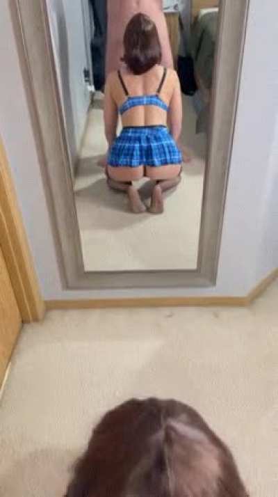 Eye contact is key, as well as showing off my ass