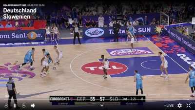 [Highlight] Luka Doncic shows some amazing footwork and scores against a tough german defense to give him 23 points after three quarters