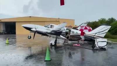 Overweight multi-millionaire tips over his private jet
