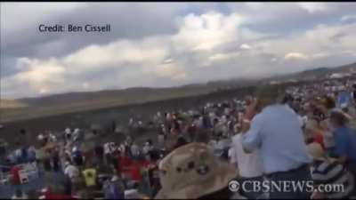 P-51 Mustang crashes into an airshow crowd killing 11