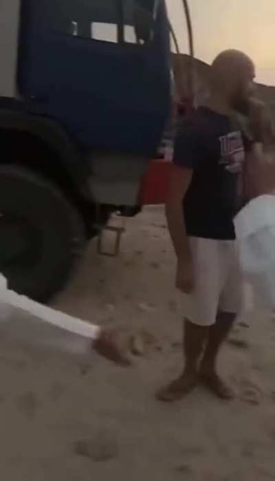 Video of Saudis who don’t speak English trying to warn German tourists to stay wary of dangerous flash flood current in the area