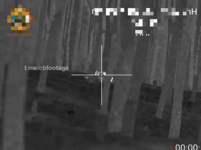 A Ukrainian sniper eliminated two Russian servicemen in a forest somewhere unknown in the battlefield