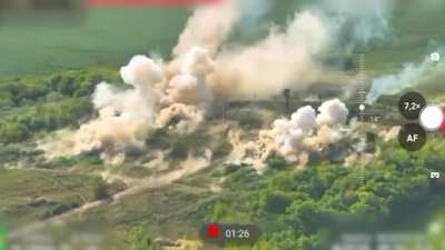 Ukrainian GBU-39 Small-Diameter Bombs hitting Russian positions in Kursk Oblast. August 2024