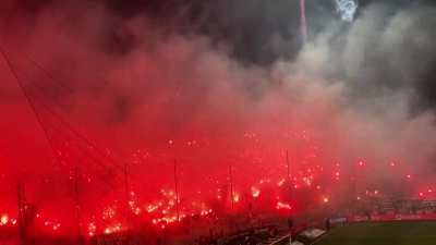 Supporters of Greek football team POAK