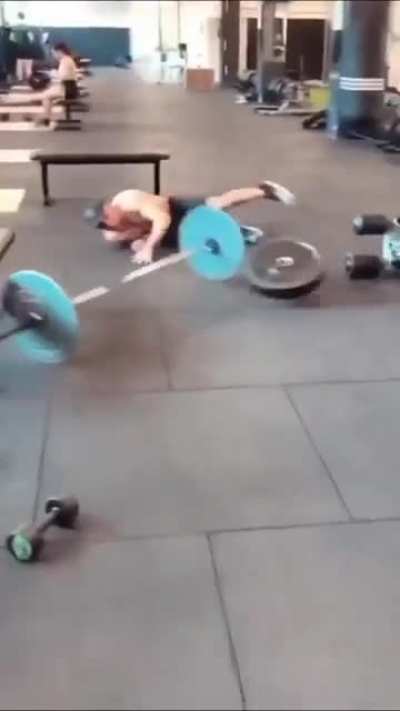 Precarious tower of weights collapses