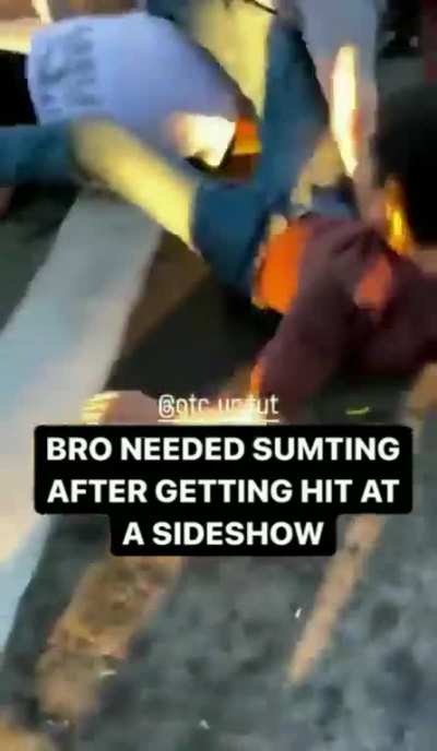 Man pulls out a gun after getting hit by a car during a sideshow