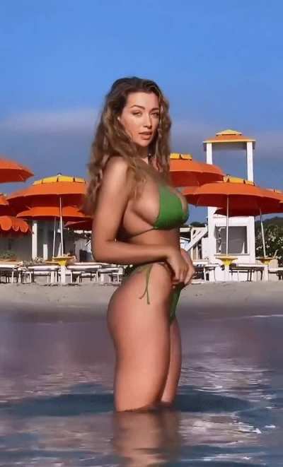In green bikini