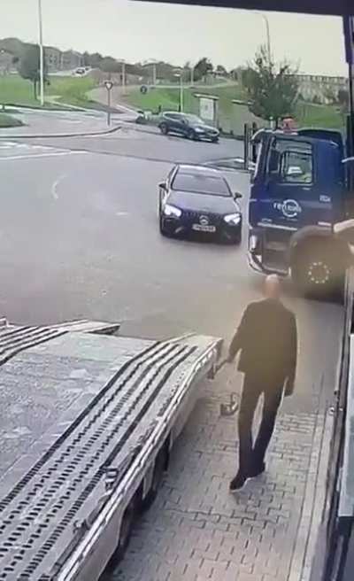 Car in trucks blind spot