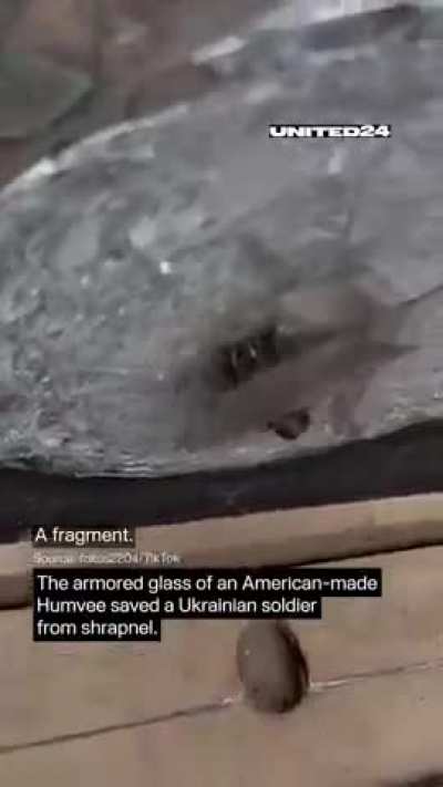 The armored glass of an American-made Humvee saved a Ukrainian soldier from shrapnel