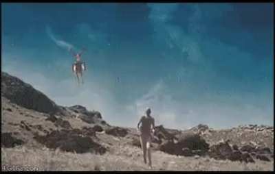 You spot a deer flying, armed with explosive ordinance, chasing a man through the badlands