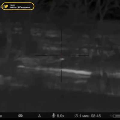 Ukrainian sniper open fire on Russian infantry squad at night (date/location unknown)