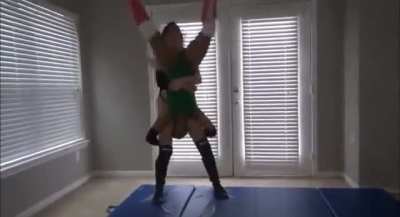 Humiliating pile driver for Regan after she was talking a bunch of trash.