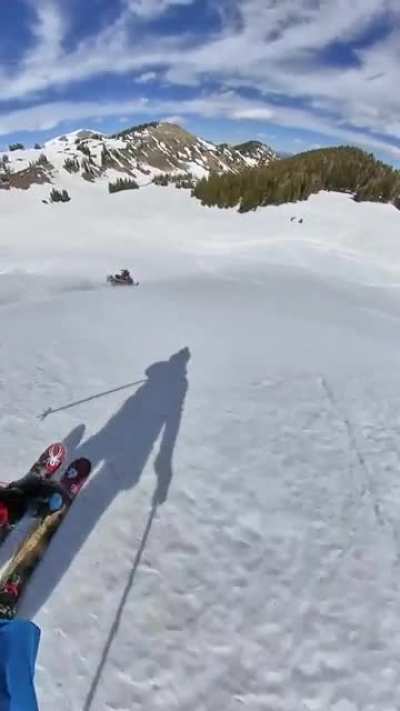 Ride it back up to ski down again. Who needs a lift when you ghost ride the sled