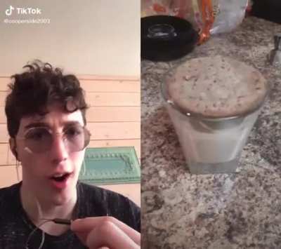 Milkshake with a cookie lid