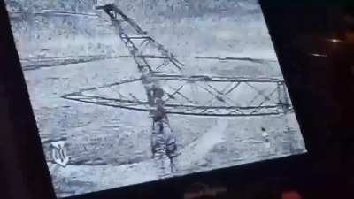 Ukrainian FPV hitting a Russian soldier setting up the wifi