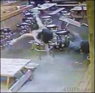 Alcohol and rotating bar stools are not a good combination.
