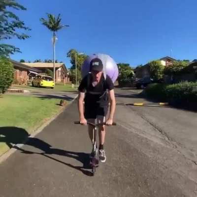 Putting His Scooter To Good Use!