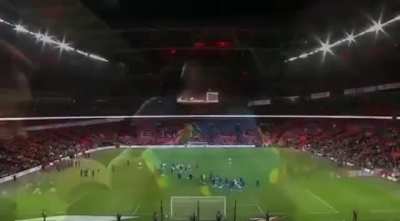 Real Madrid players (Bellingham, Vinicius, Rodrgyo) congratulating Endrick on his first goal for the Brazil NT in the post match event.