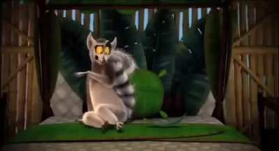 King Julien screams at his invisible girlfriend