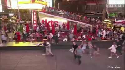 Panic in Times Square after motorcycle backfire mistaken for gunfire