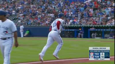 [Highlight] Randal Grichuk hits the Jays 3rd HR of the 2nd inning and their 4th homer of the game, making it 10-0