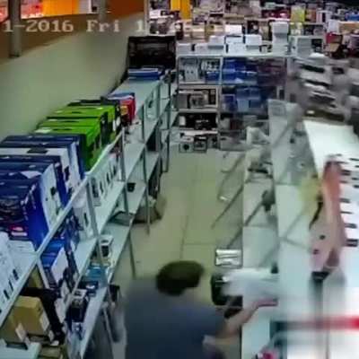 Leaning on shelf