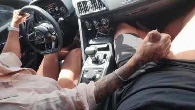 Giving my husband's friend a ride home and I noticed a bulge in his pants. So I just had to take care of it for him