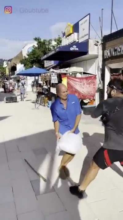 Pillow fight with strangers