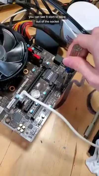 Someone actually tried using thermal paste underneath a CPU and it works. Credits:@mryeester