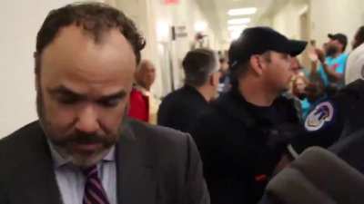 Alex Lawson: We're outside the Energy & Commerce committee with folks risking arrest to protest the destruction of Medicaid which is what Republicans are doing right now in the committee room