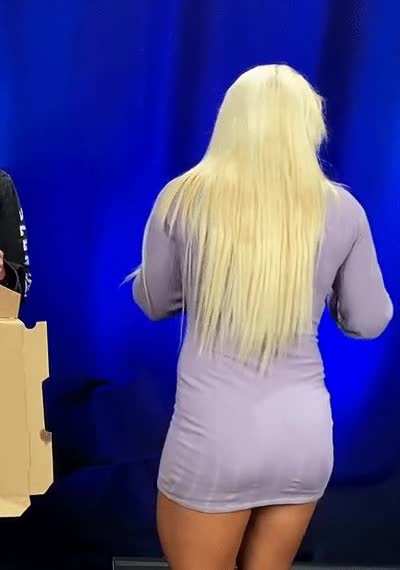 Mandy in her tight purple dress