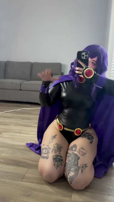 the raven cosplay must stay on while we fuck