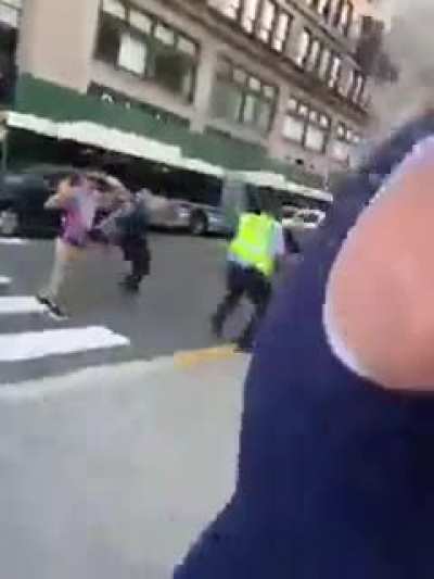 Criminal stopped with help of a bystander after car crash Michigan Ave Chicago