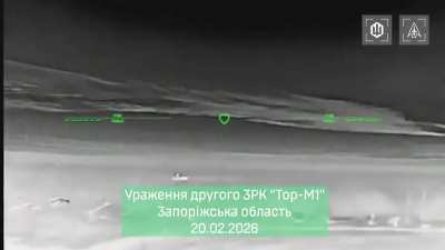 On the night of 20/02/2026, the Ukrainian Unmanned Systems Forces attacked three Russian Tor air defense systems in the Zaporizhzhia Oblast.